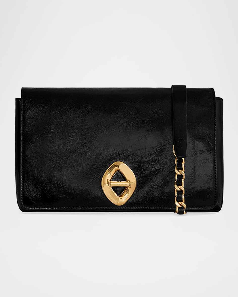 G Flap Crinkled Leather Crossbody Bag
